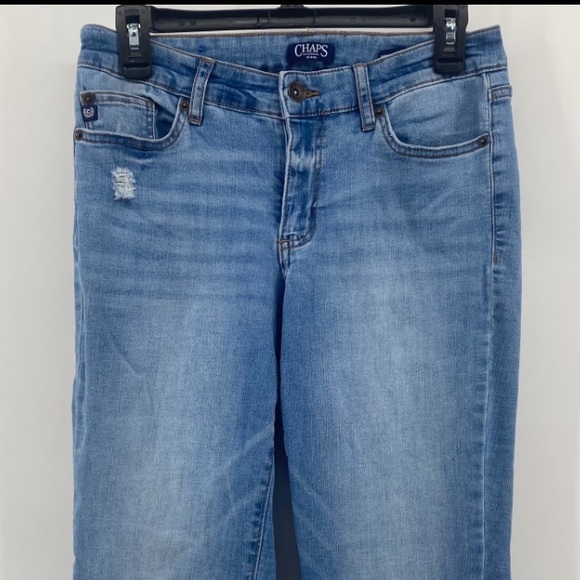 Chaps | NWOT Women’s Mid Rise Straight Denim‎ Medium Wash Blue Jeans | Sz 6/28 | - Picture 3 of 10